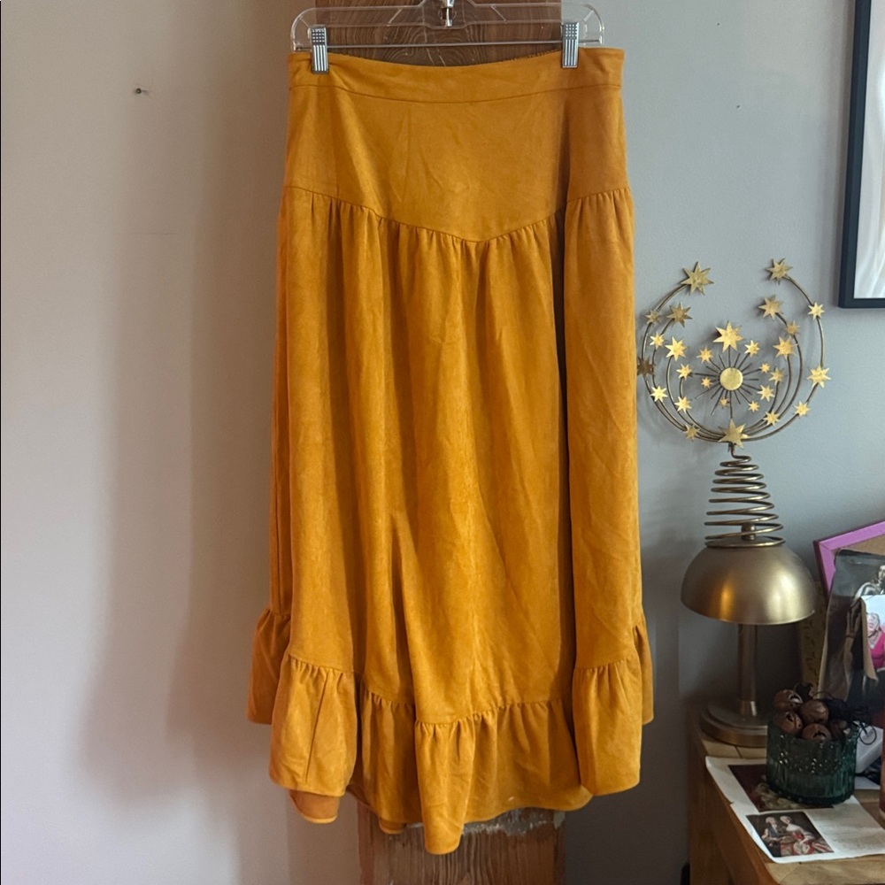 Anthropologie suede yellow Skirt